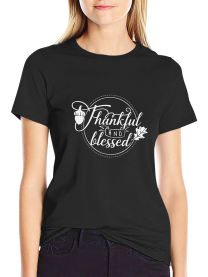 Camiseta Negra Agradecido y Bendecido