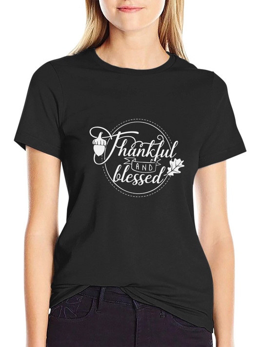 Camiseta Negra Agradecido y Bendecido