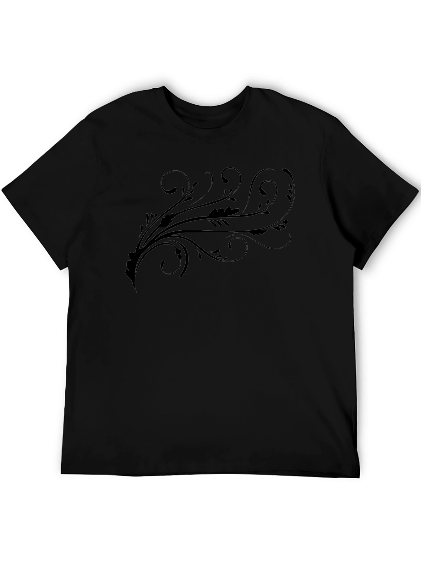 Camiseta Negra Estampada con Diseño Floral