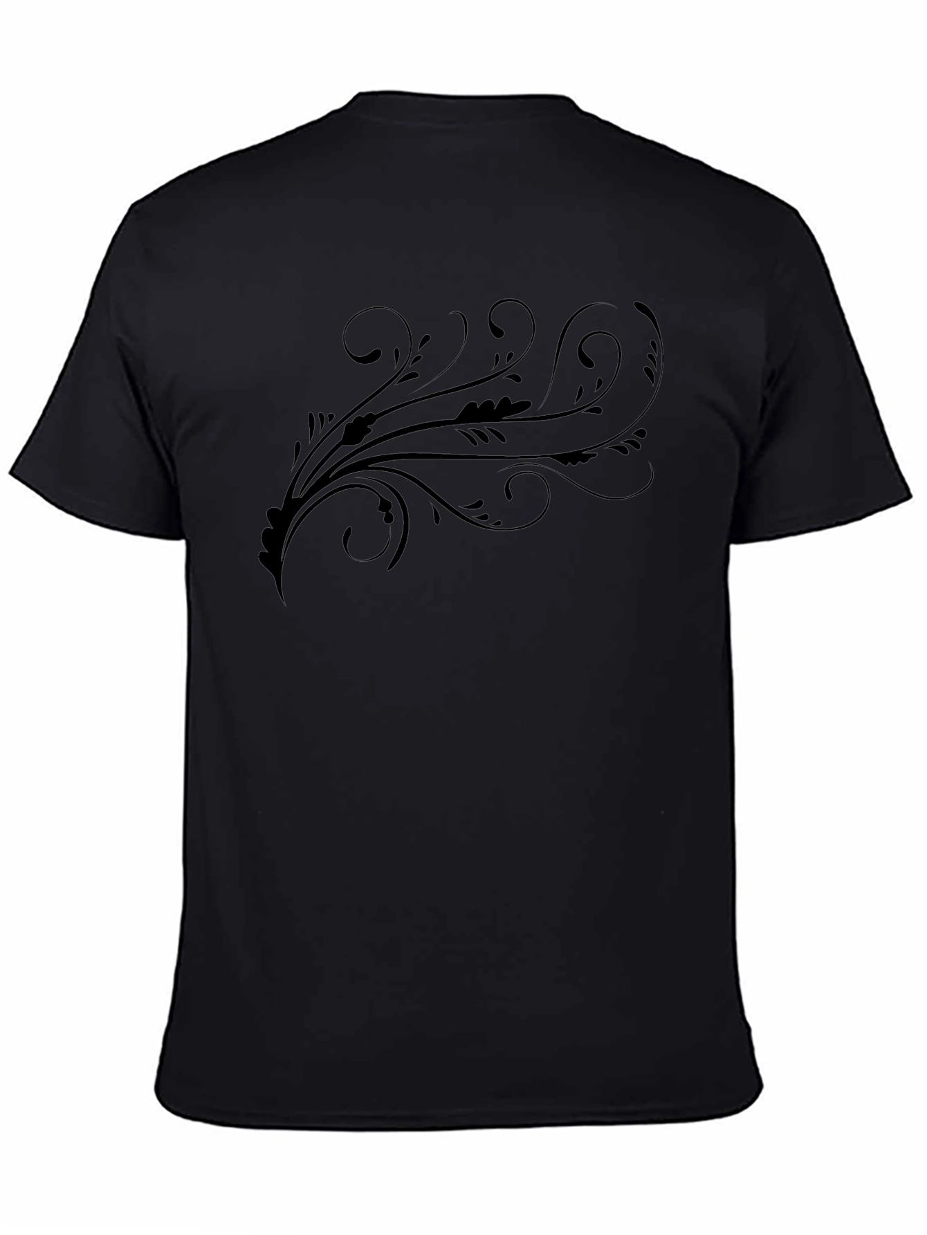 Camiseta Negra Estampada con Diseño Floral