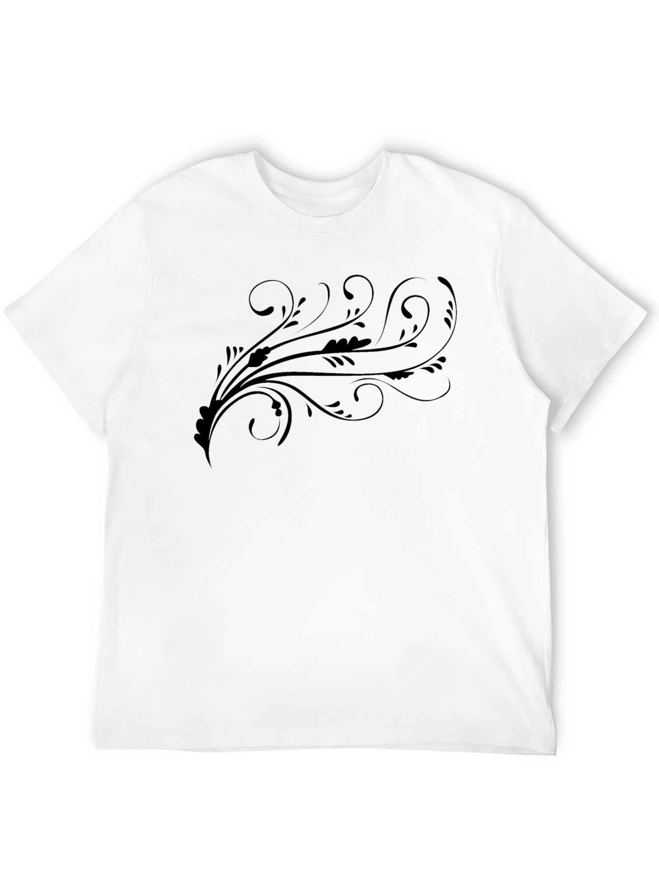 Camiseta Negra Estampada con Diseño Floral