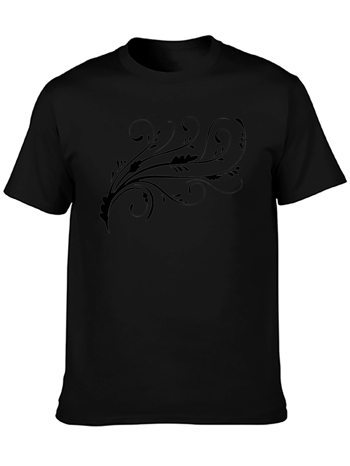 Camiseta Negra Estampada con Diseño Floral