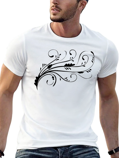 Camiseta Negra Estampada con Diseño Floral