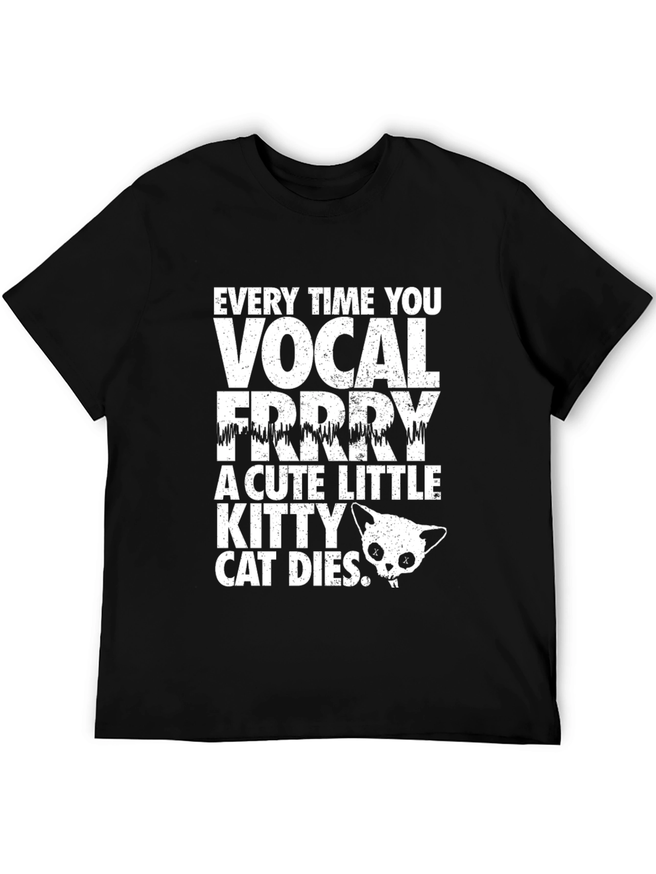Camiseta Negra con Diseño de Gato Vocal para Hombre