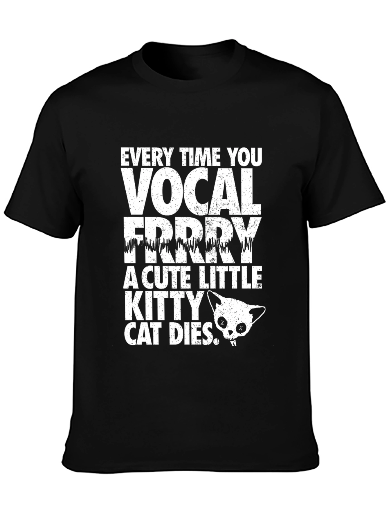 Camiseta Negra con Diseño de Gato Vocal para Hombre