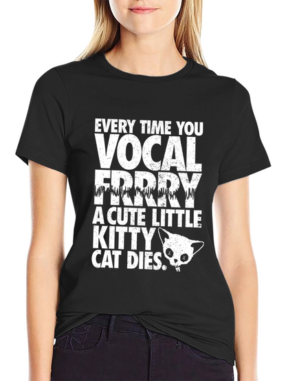 Camiseta Negra con Diseño de Gato Vocal para Hombre