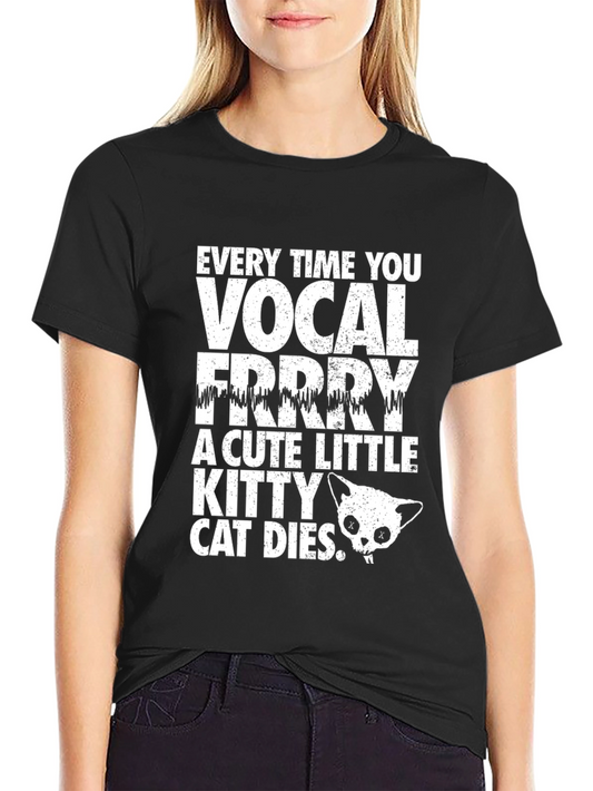 Camiseta Negra con Diseño de Gato Vocal para Hombre