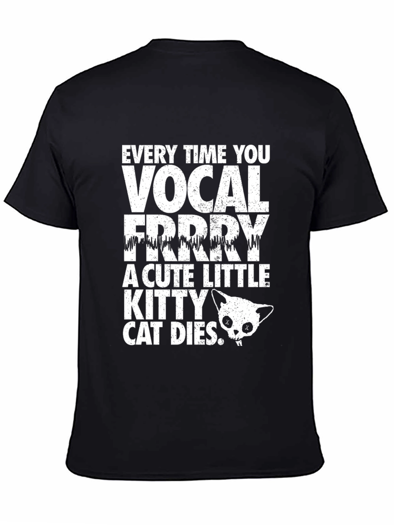 Camiseta Negra con Diseño de Gato Vocal para Hombre