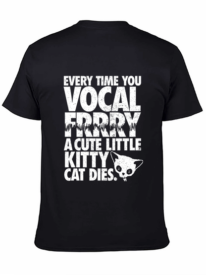 Camiseta Negra con Diseño de Gato Vocal para Hombre