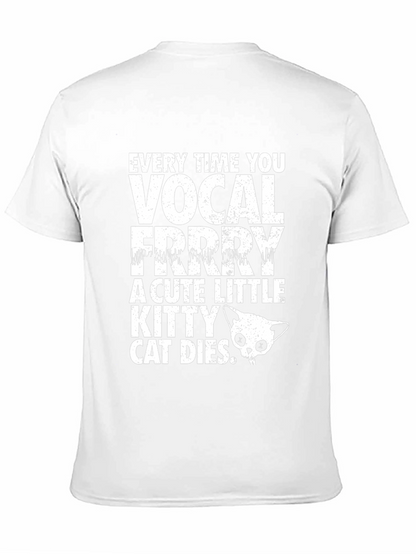 Camiseta Negra con Diseño de Gato Vocal para Hombre