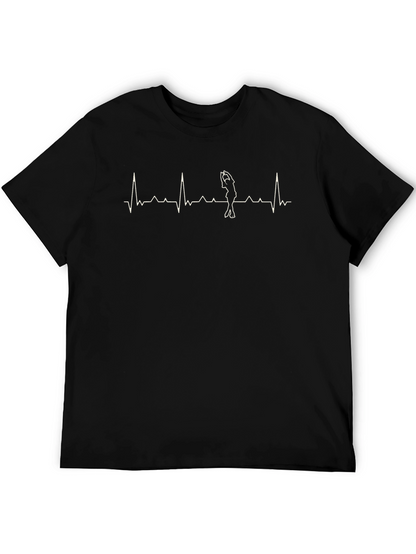 Camiseta Negra con Diseño de Latido de Golf