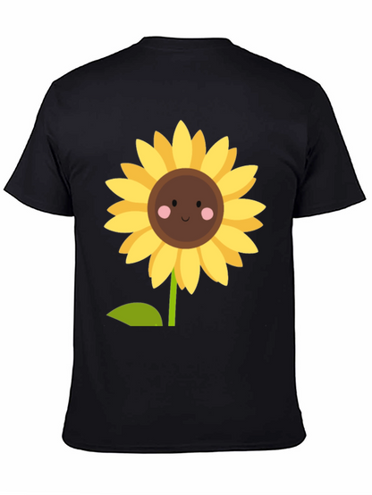 Camiseta Negra con Girasol Kawaii