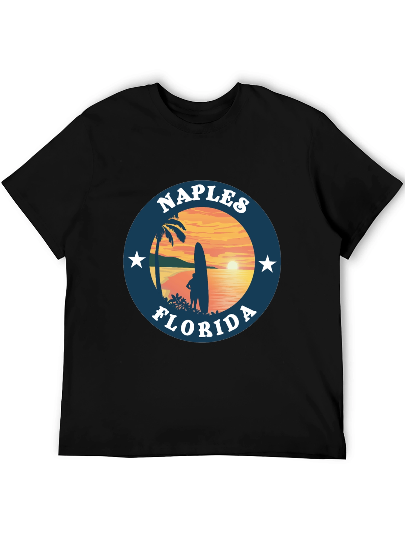 Camiseta Negra Nápoles Florida Sunset Surf