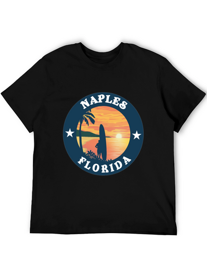 Camiseta Negra Nápoles Florida Sunset Surf