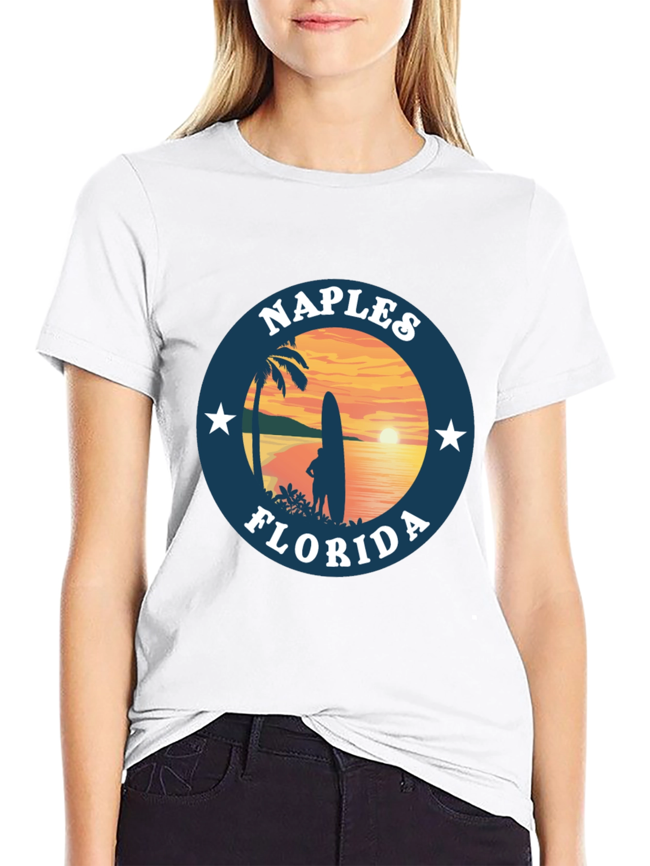 Camiseta Negra Nápoles Florida Sunset Surf