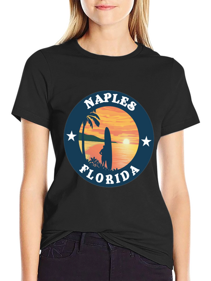 Camiseta Negra Nápoles Florida Sunset Surf
