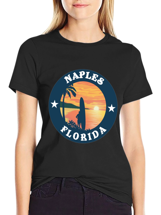 Camiseta Negra Nápoles Florida Sunset Surf