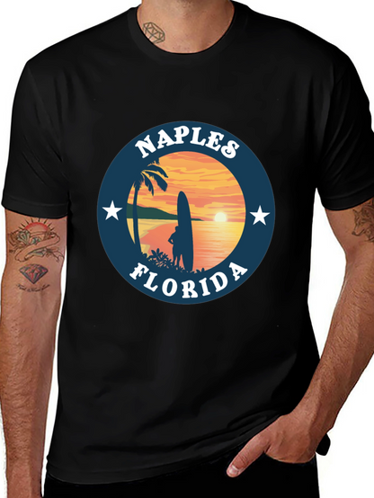 Camiseta Negra Nápoles Florida Sunset Surf