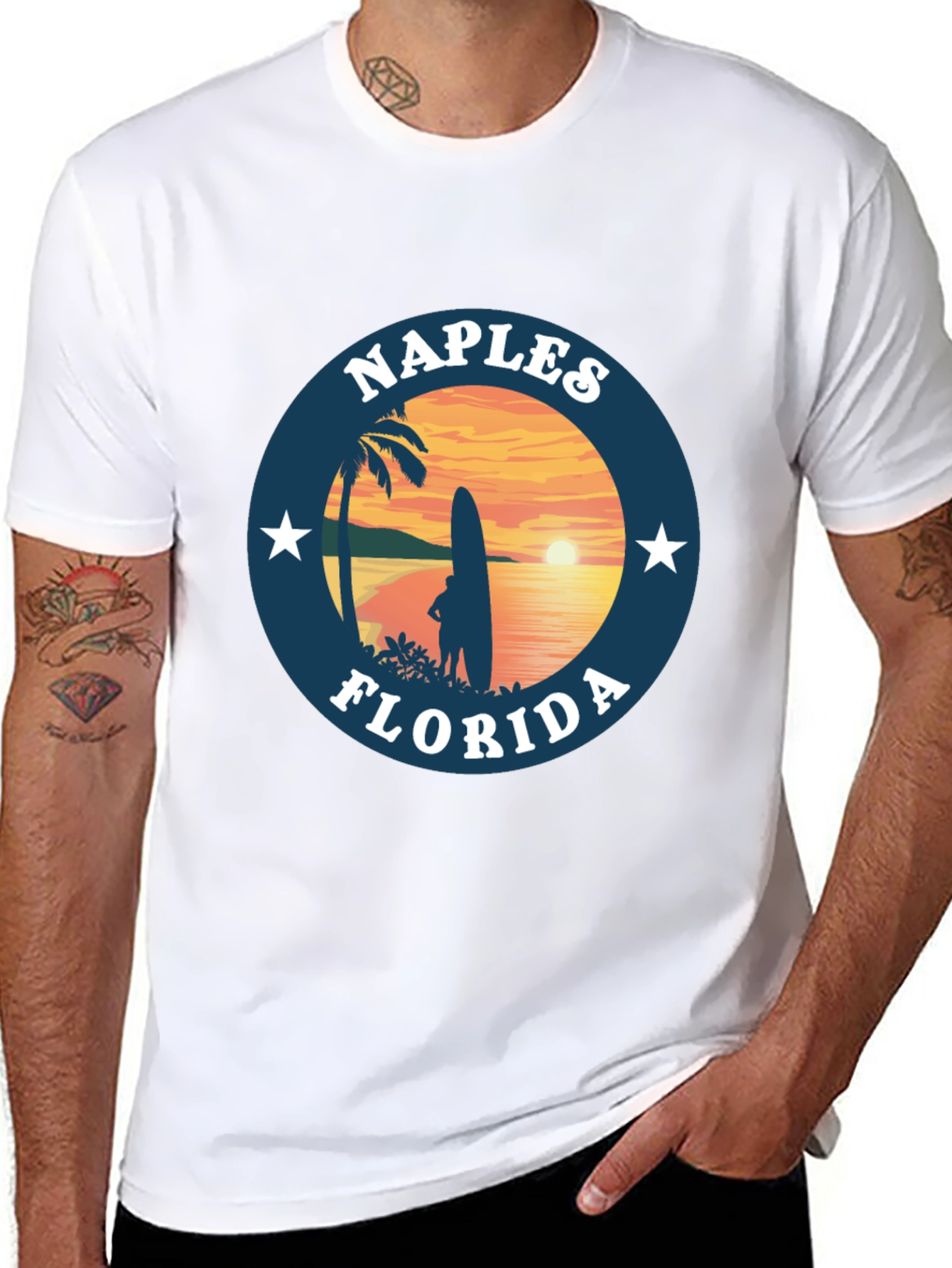 Camiseta Negra Nápoles Florida Sunset Surf