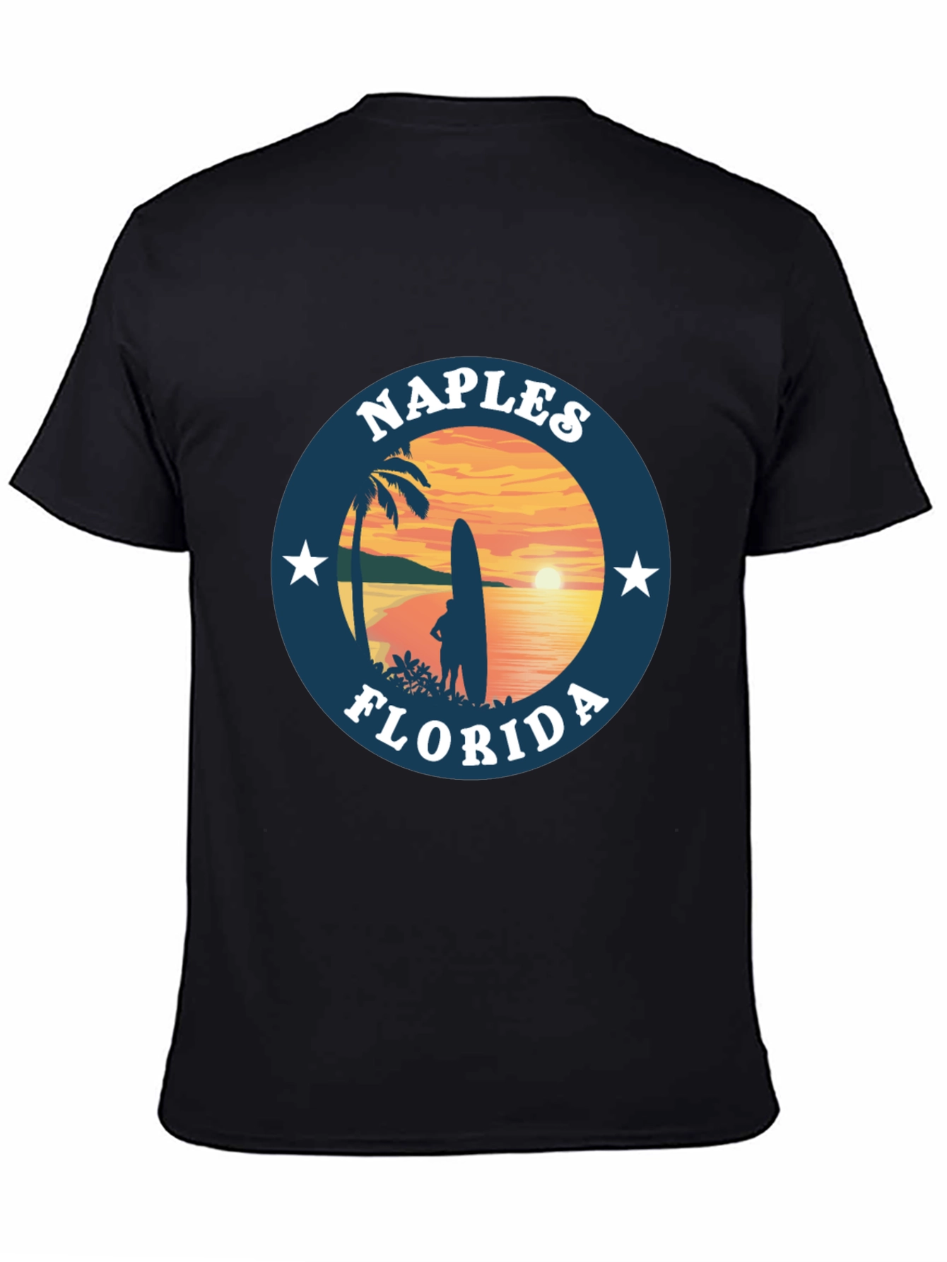 Camiseta Negra Nápoles Florida Sunset Surf