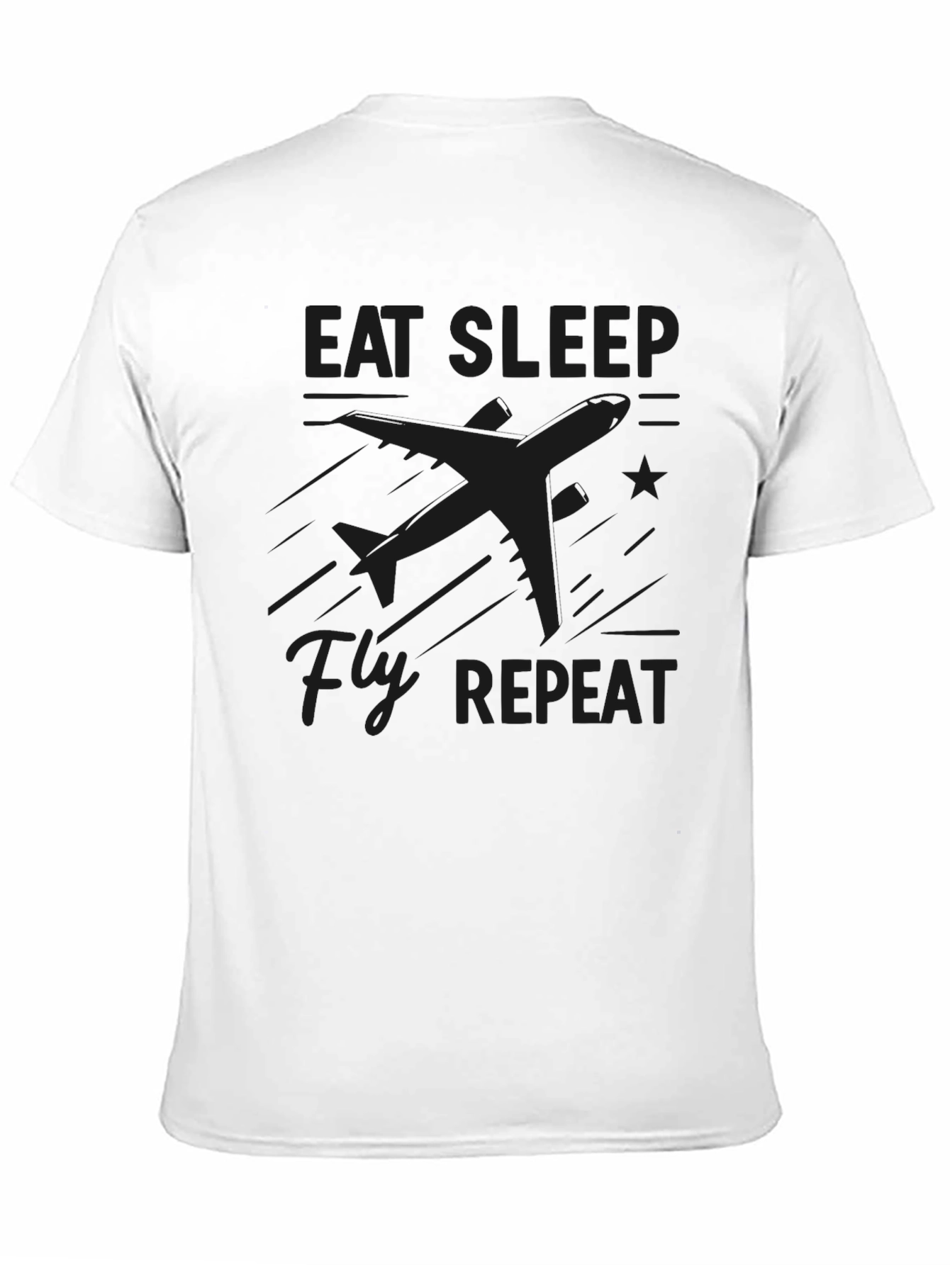 Camiseta Negra Eat Sleep Fly Repeat para Aviadores