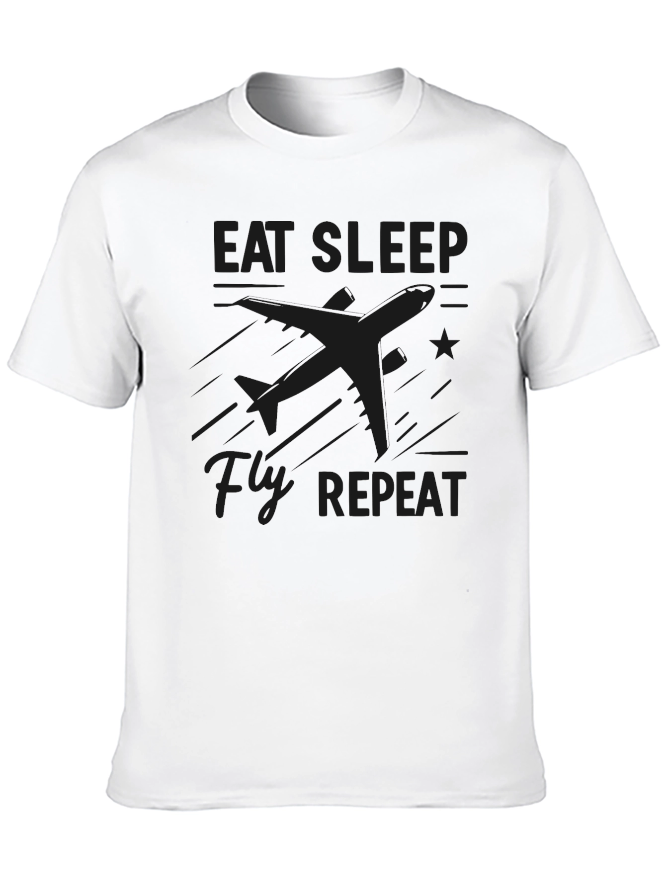 Camiseta Negra Eat Sleep Fly Repeat para Aviadores