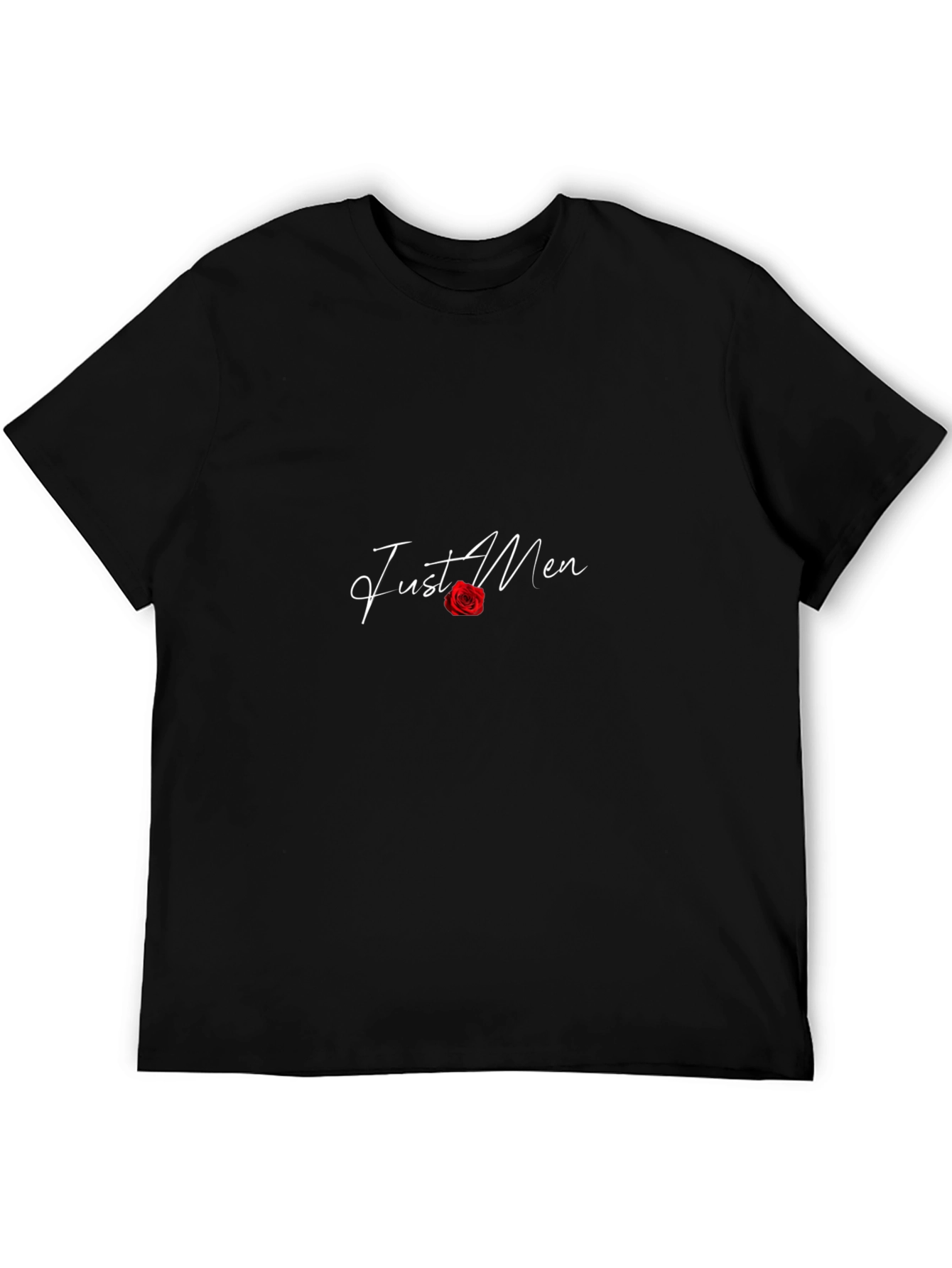 Camiseta Negra Just Men con Rosa Roja