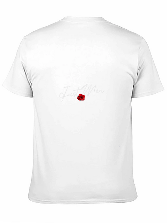 Camiseta Negra Just Men con Rosa Roja