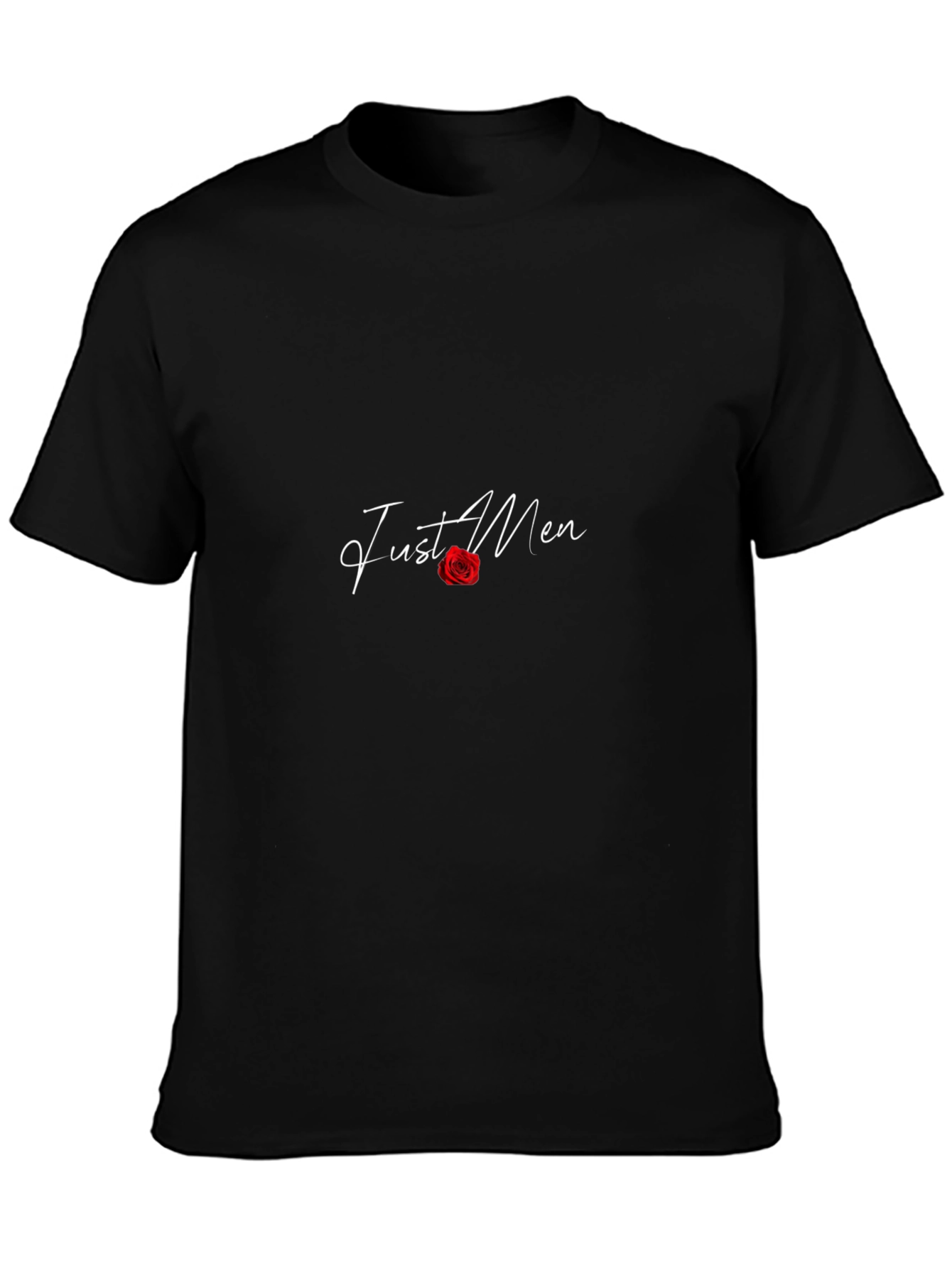 Camiseta Negra Just Men con Rosa Roja