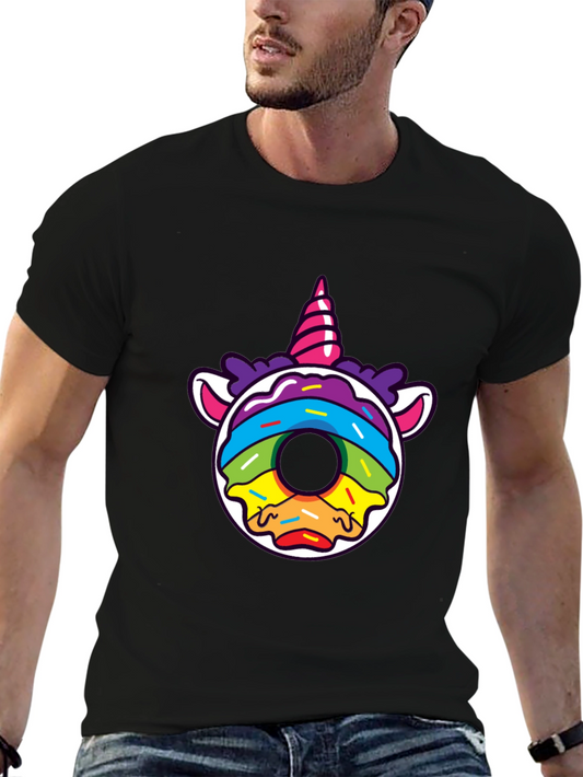 Camiseta Hombre Diseño Unicornio Donut