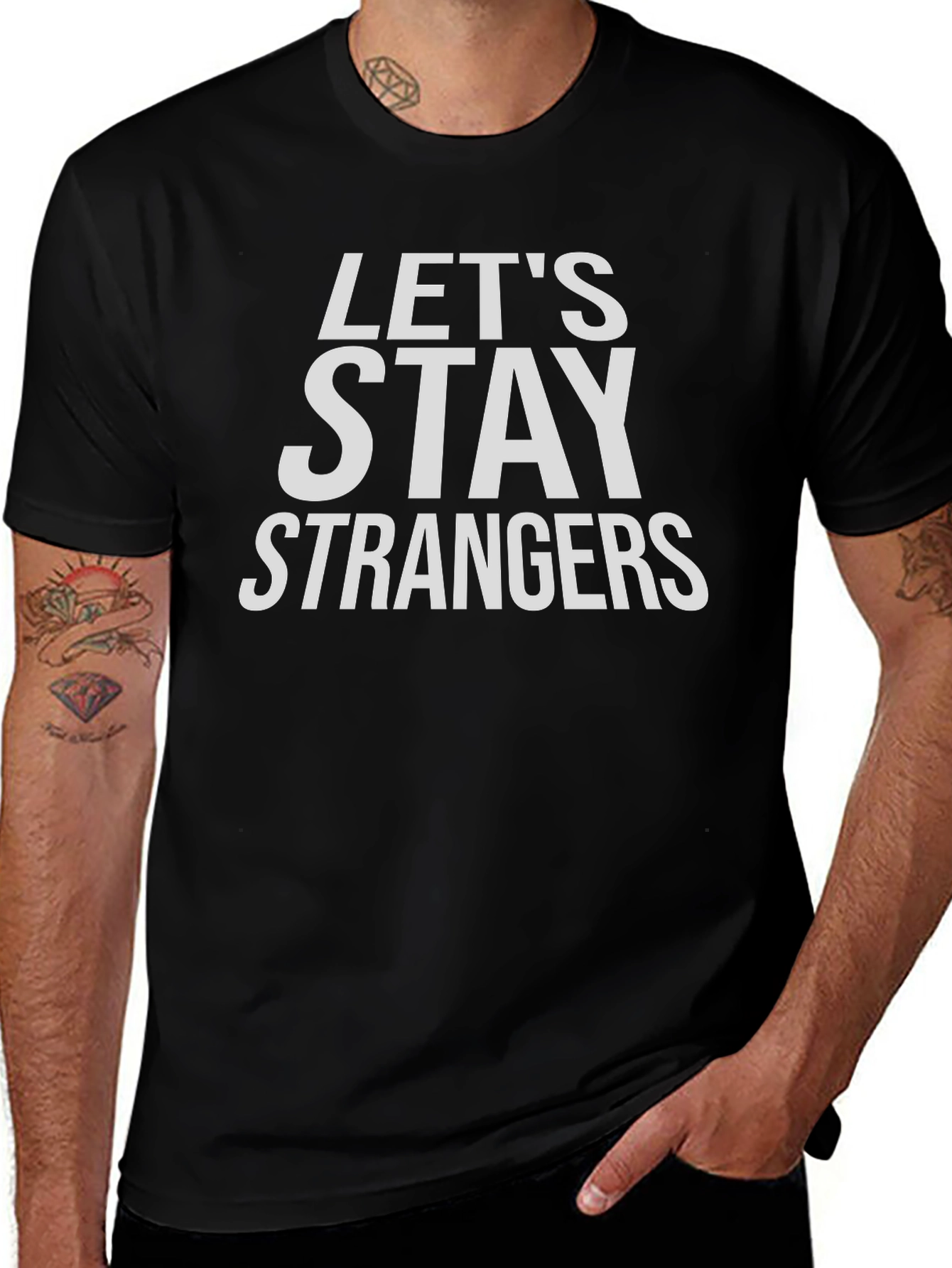 Camiseta Negra Lets Stay Strangers Casual