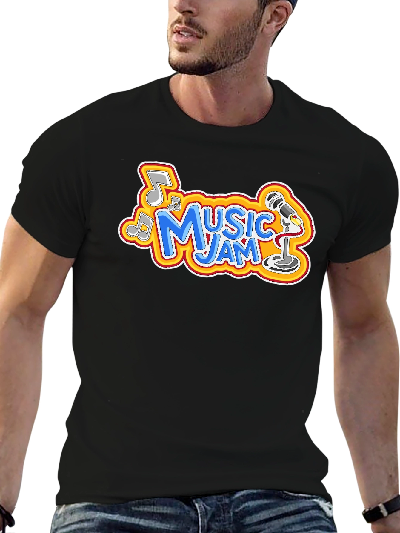 Camiseta Negra Music Jam para Hombre