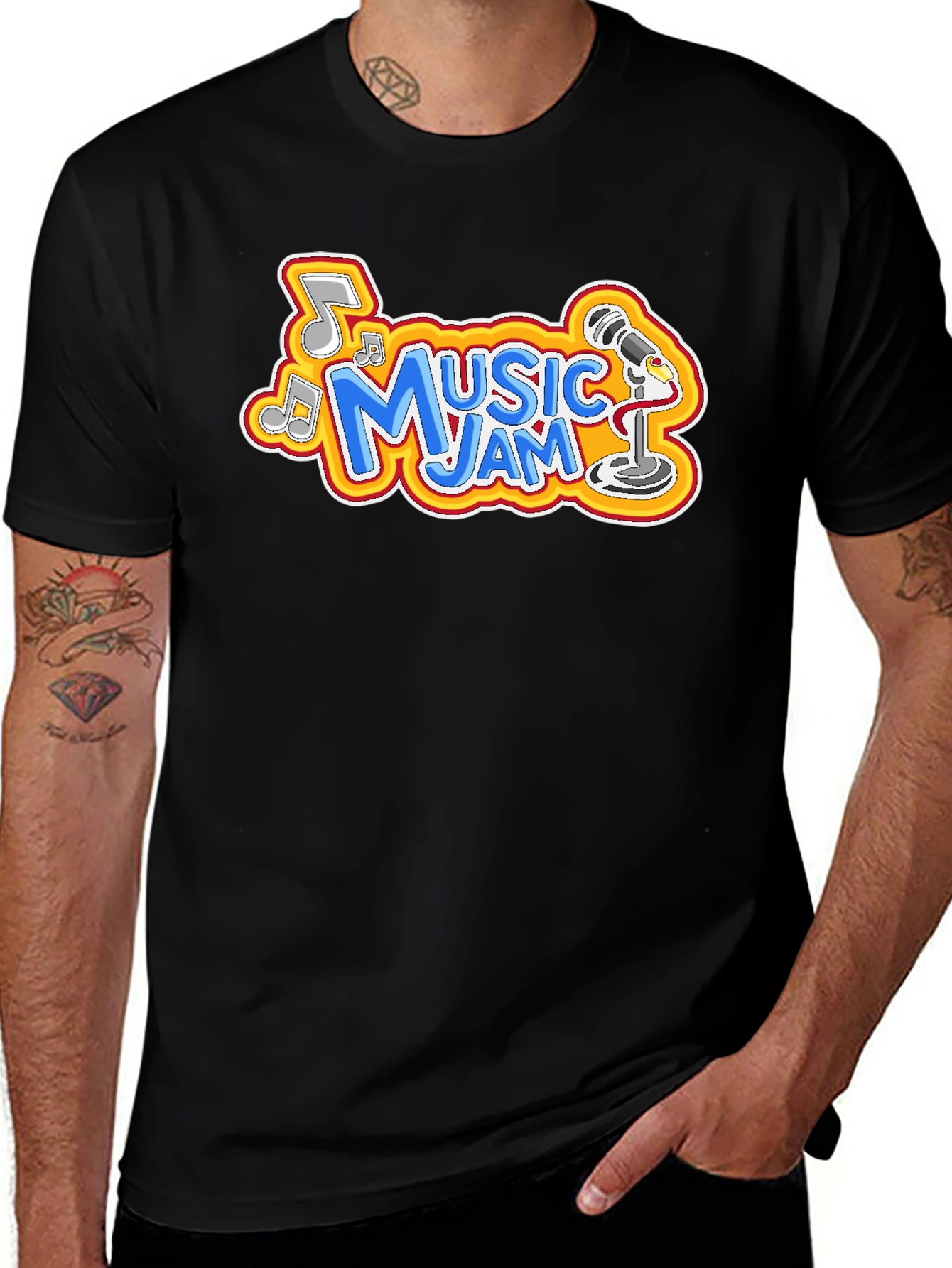 Camiseta Negra Music Jam para Hombre