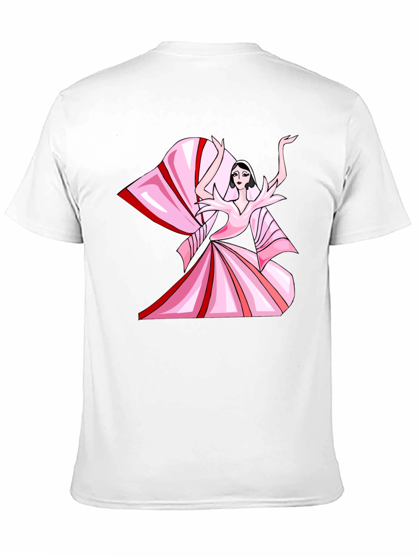 Camiseta Negra con Diseño Artístico Rosa