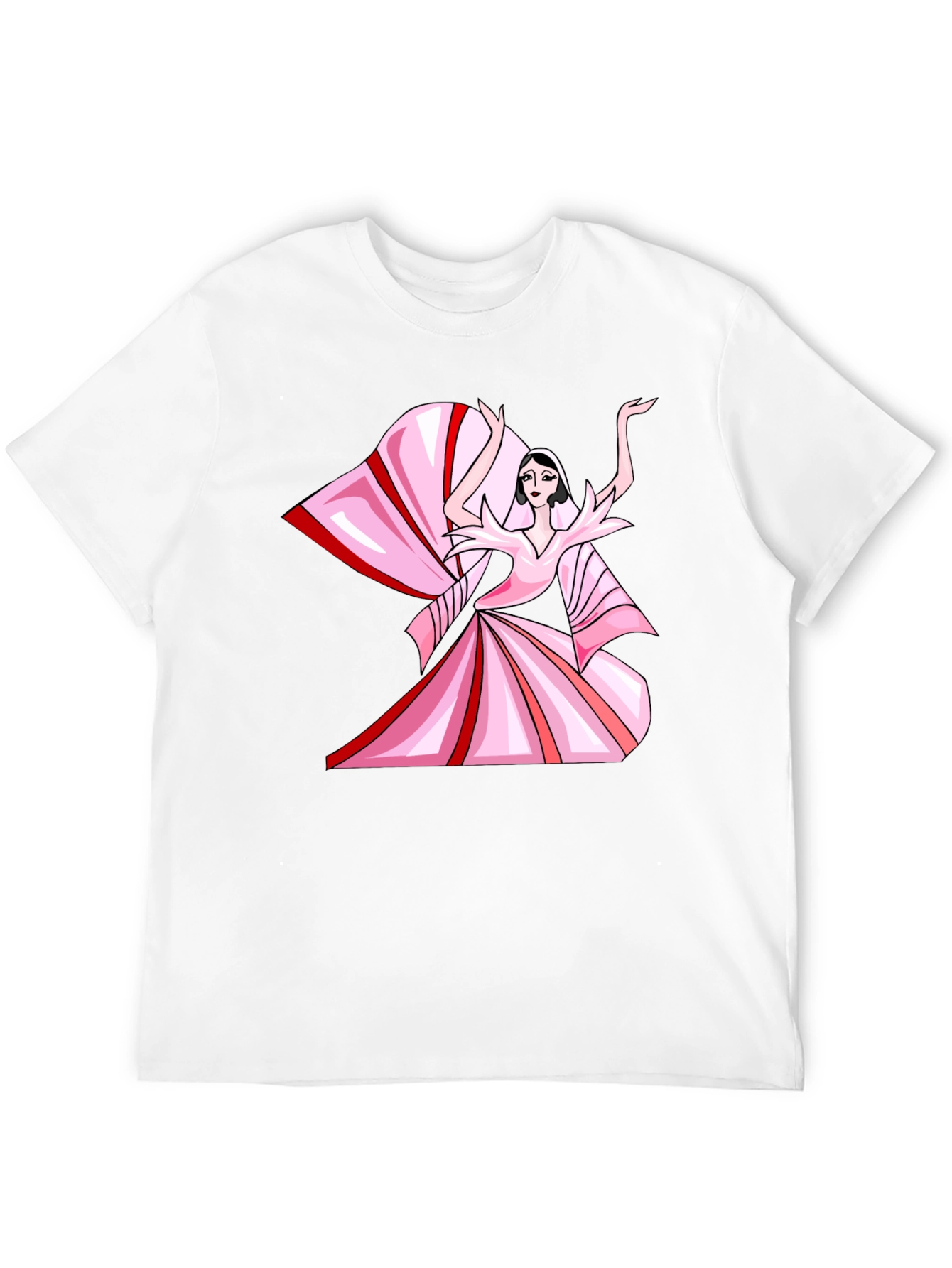 Camiseta Negra con Diseño Artístico Rosa