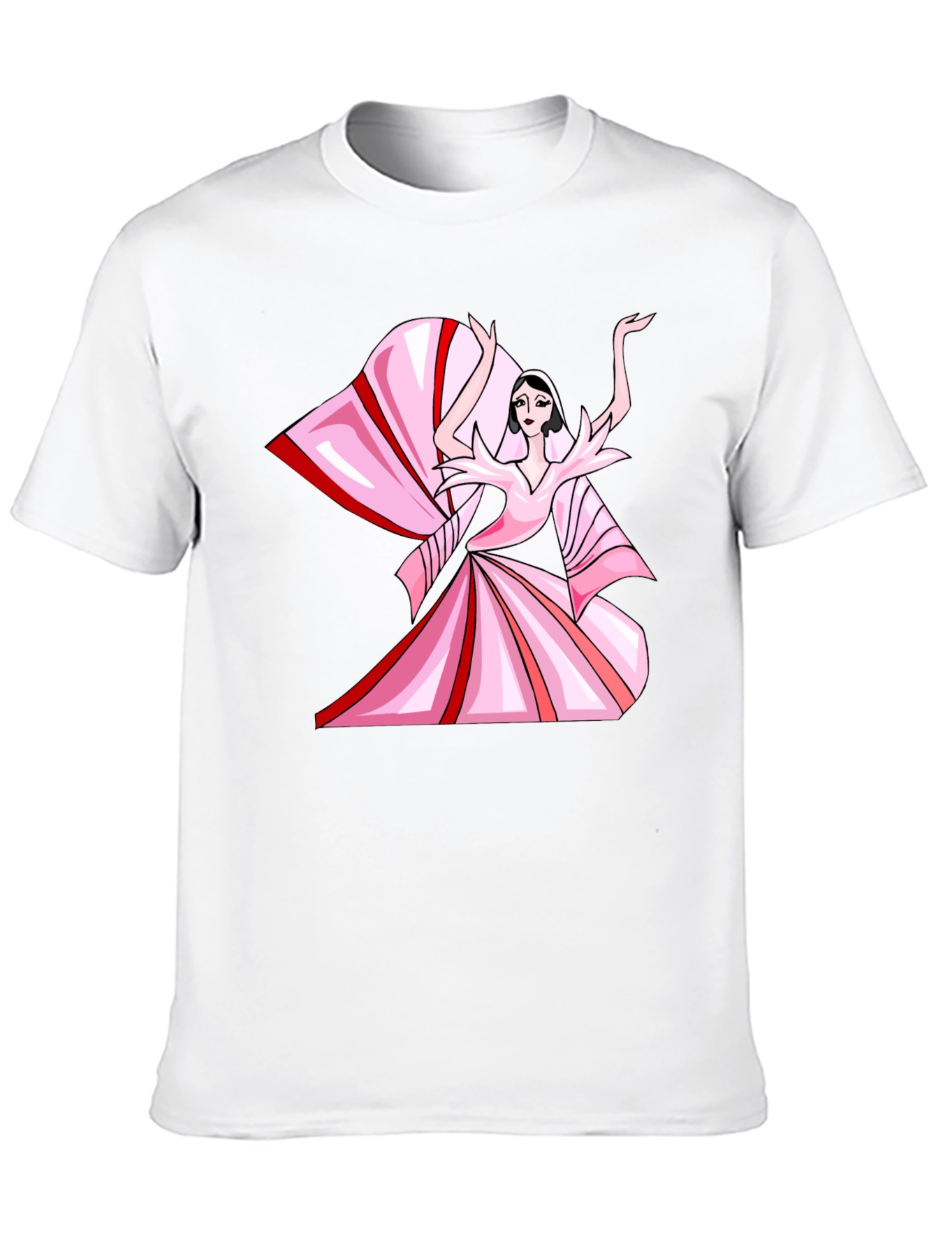 Camiseta Negra con Diseño Artístico Rosa
