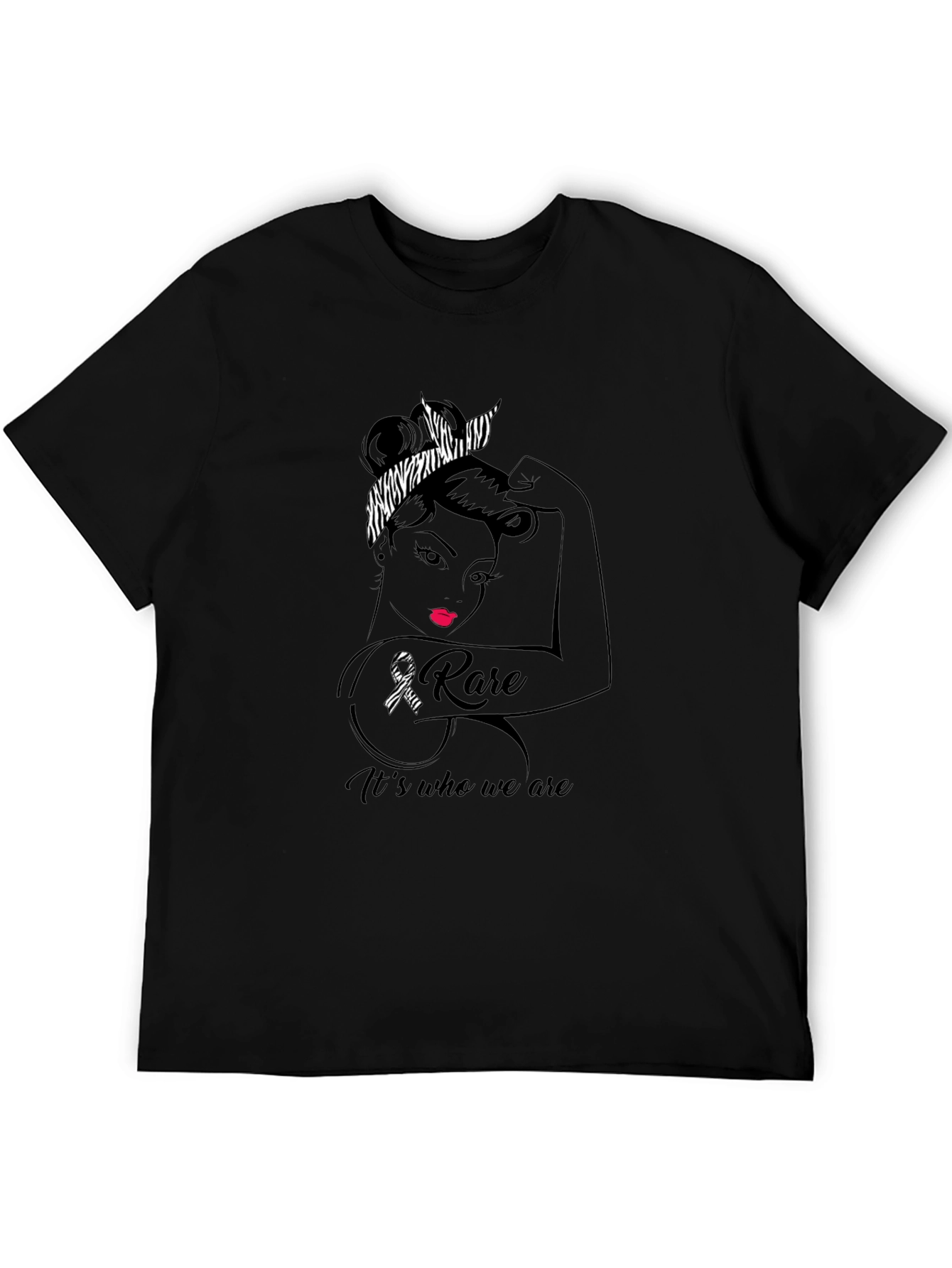 Camiseta Hombre Negra Diseño Concientización Enfermedades Raras