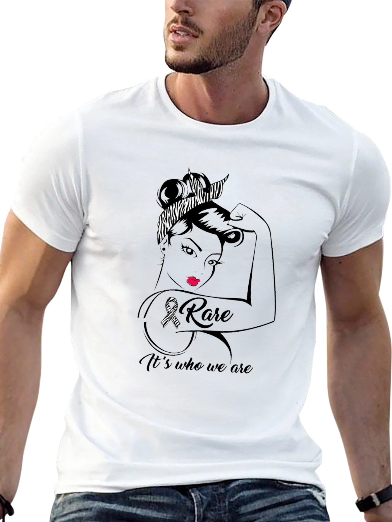 Camiseta Hombre Negra Diseño Concientización Enfermedades Raras