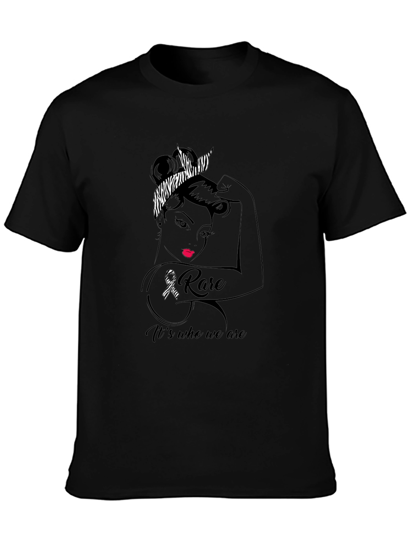 Camiseta Hombre Negra Diseño Concientización Enfermedades Raras