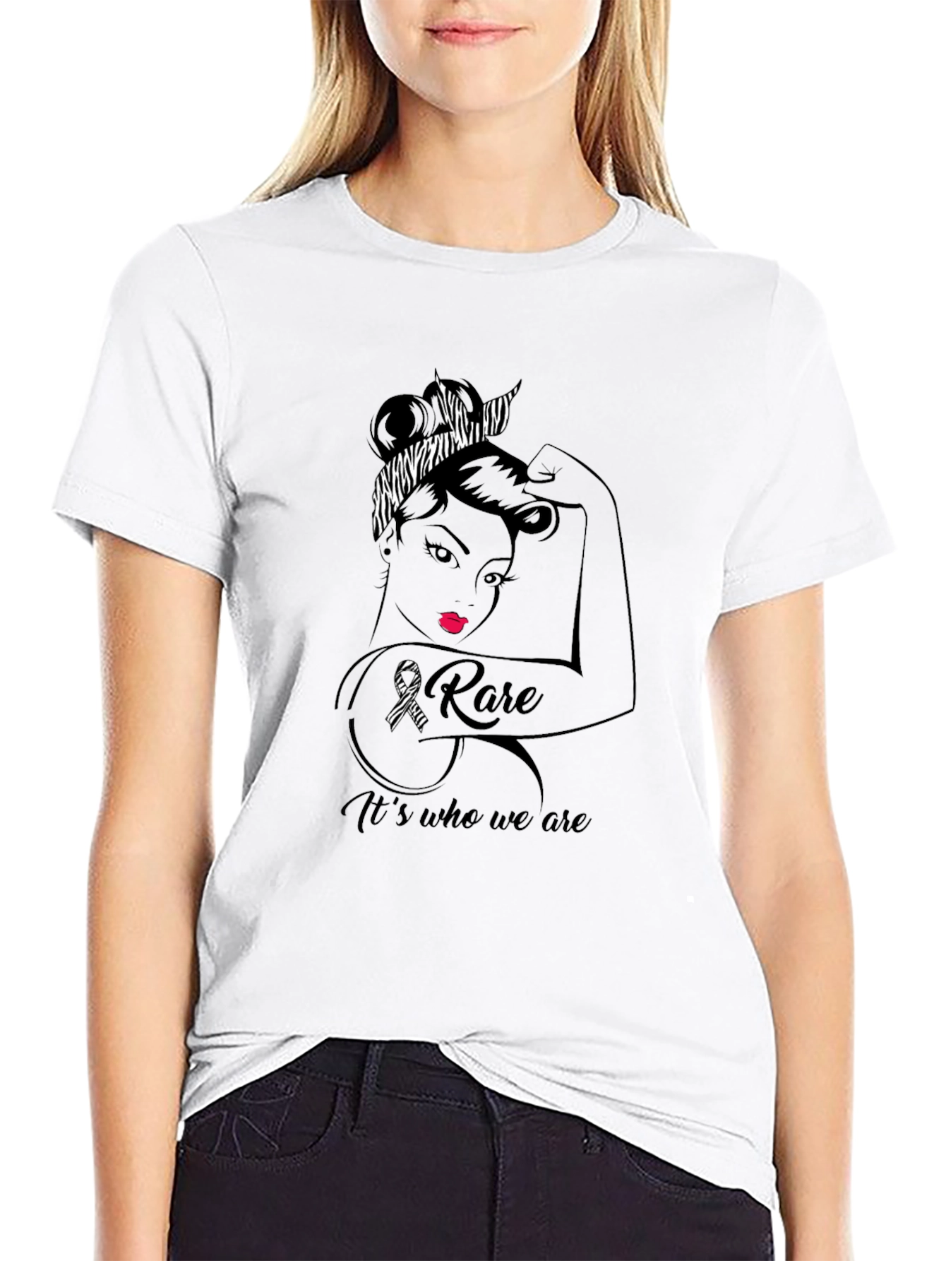 Camiseta Hombre Negra Diseño Concientización Enfermedades Raras