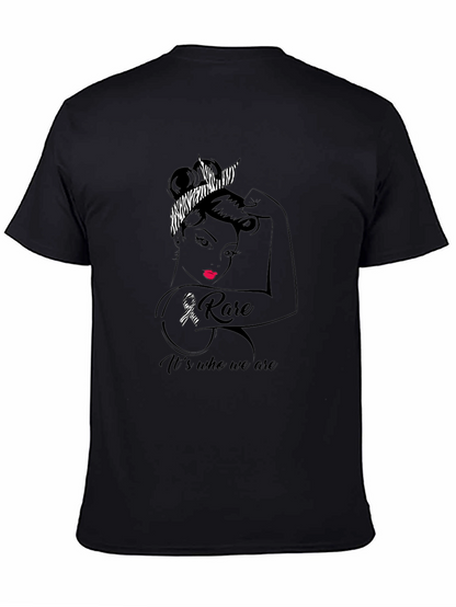 Camiseta Hombre Negra Diseño Concientización Enfermedades Raras