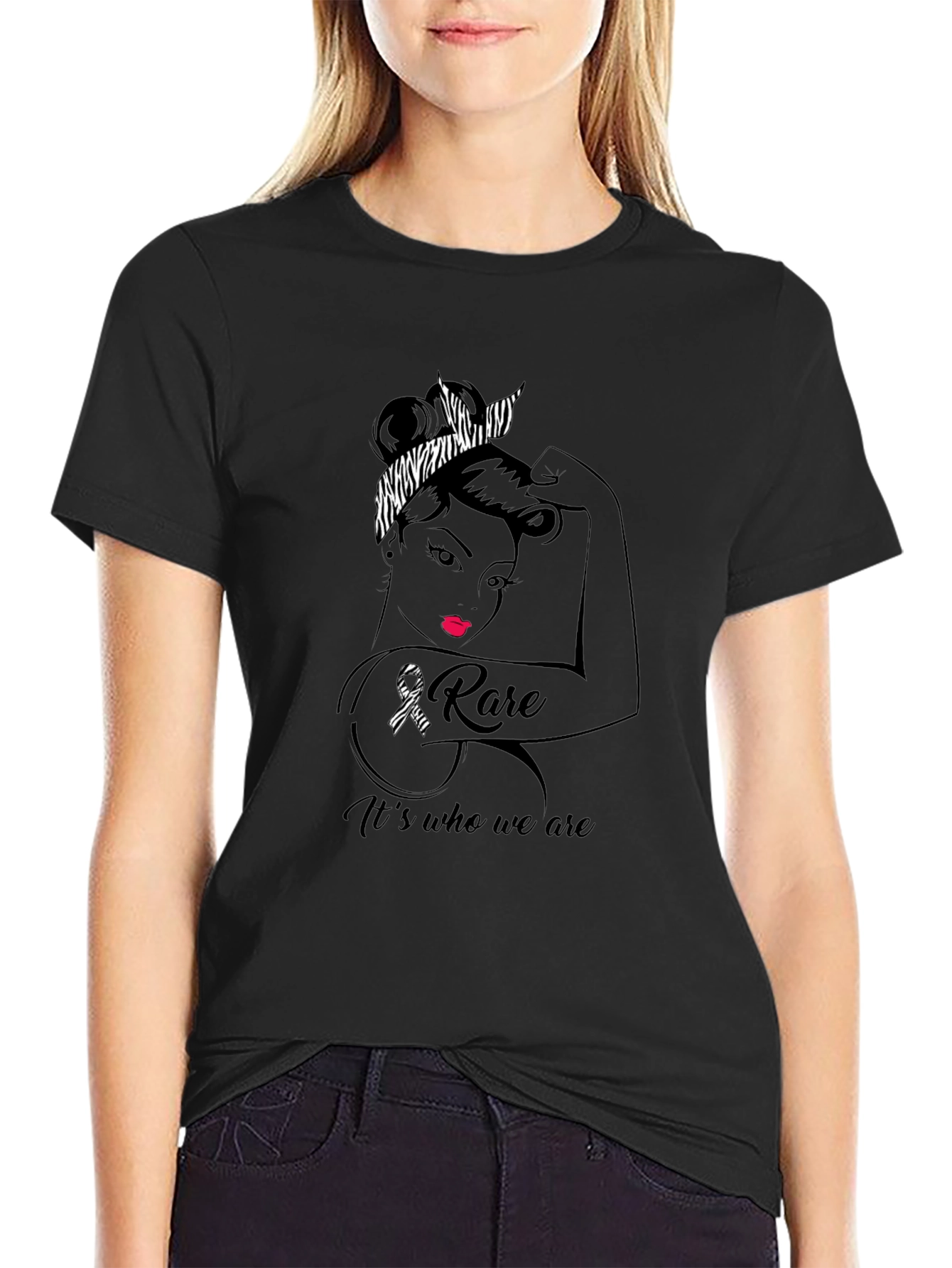 Camiseta Hombre Negra Diseño Concientización Enfermedades Raras