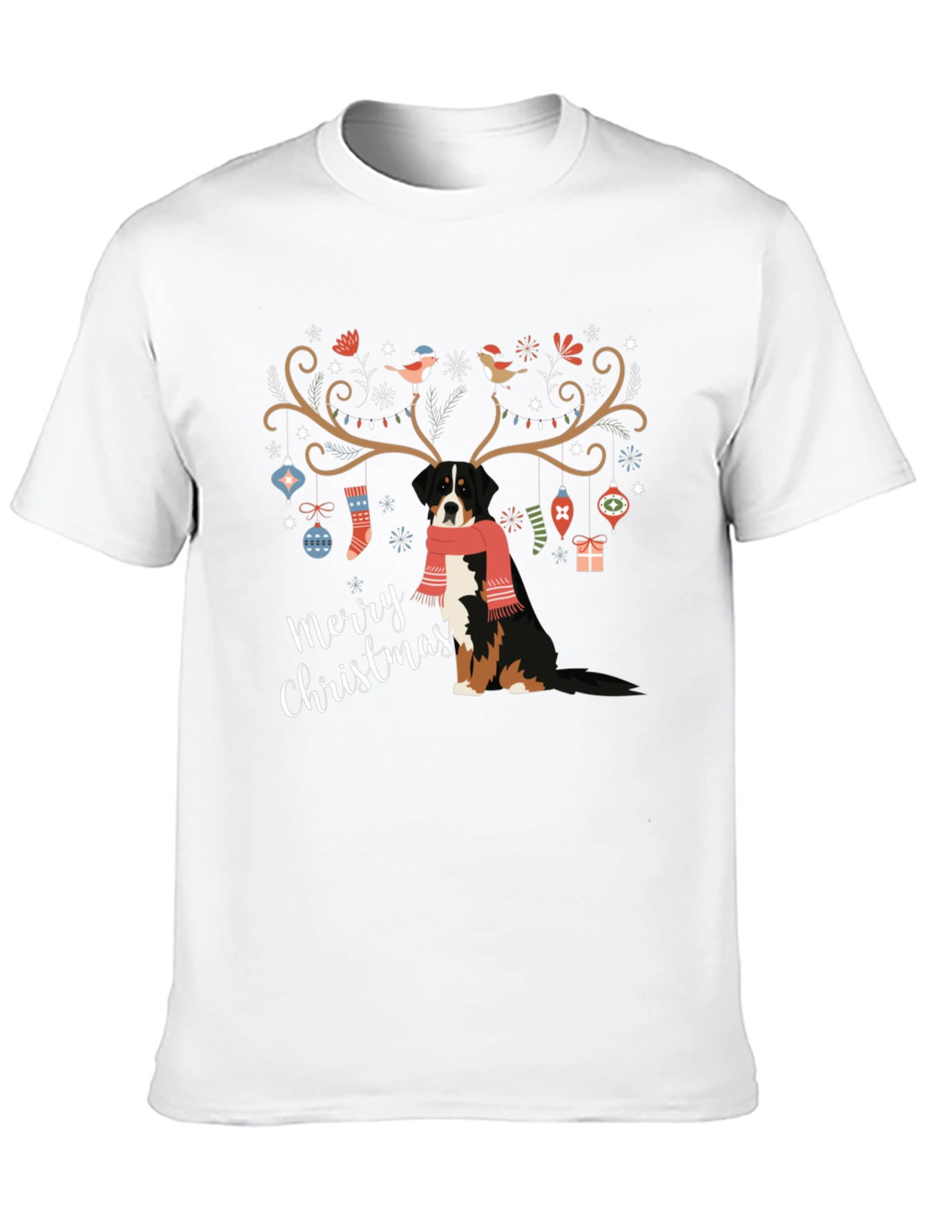 Camiseta Negra Navideña con Diseño de Perro