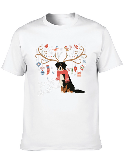 Camiseta Negra Navideña con Diseño de Perro