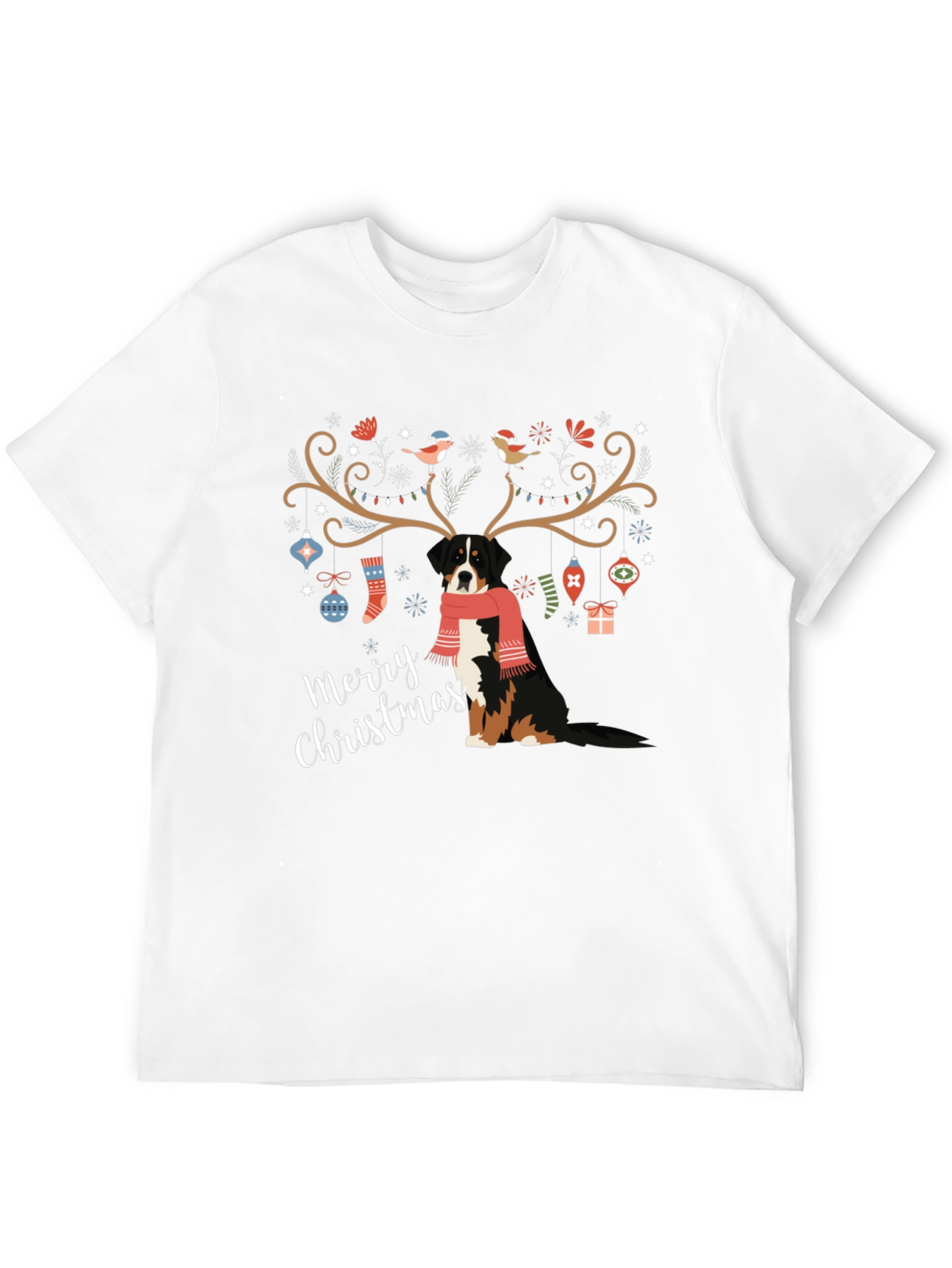 Camiseta Negra Navideña con Diseño de Perro