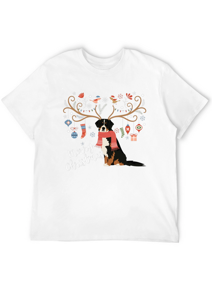 Camiseta Negra Navideña con Diseño de Perro
