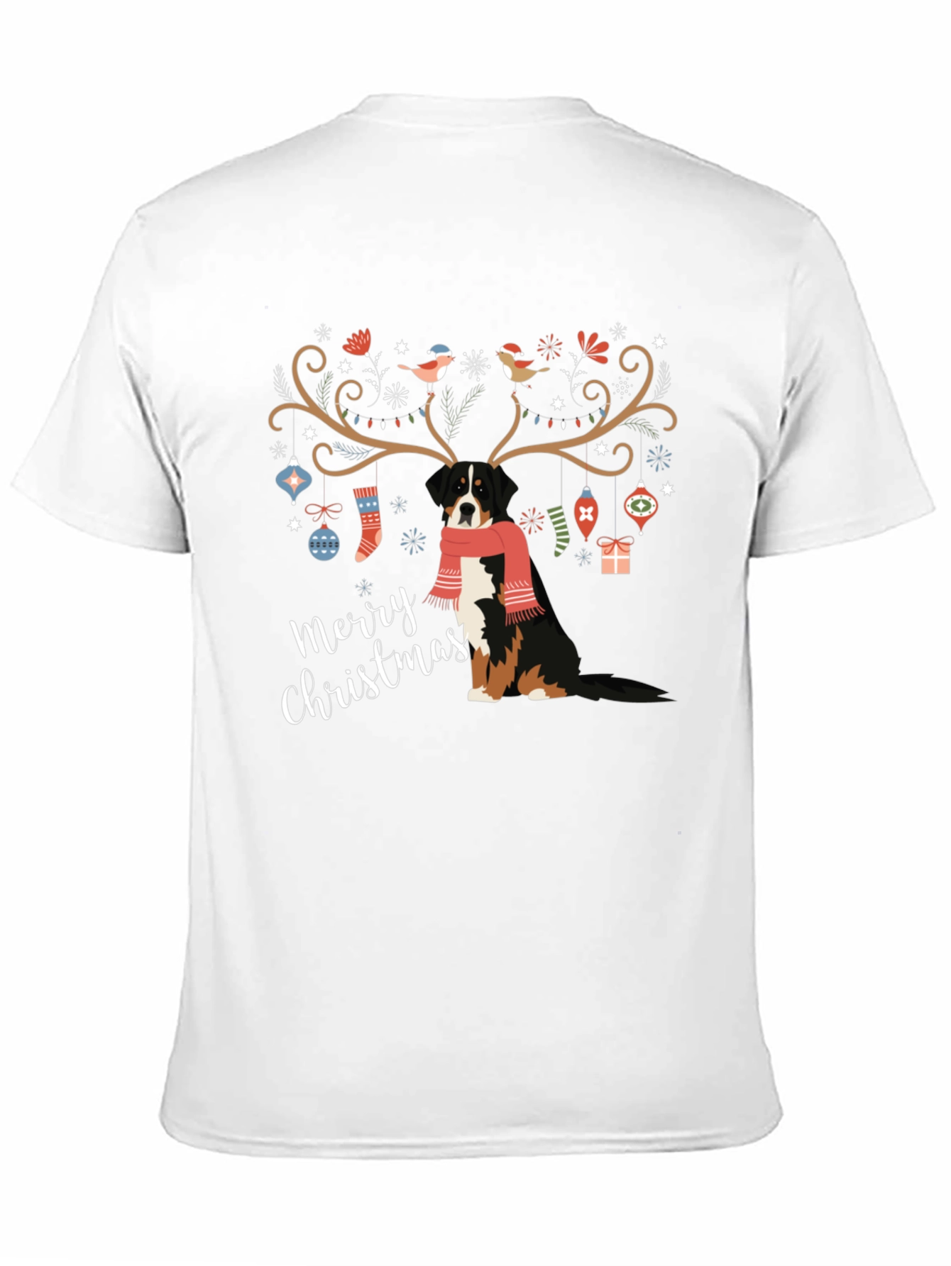 Camiseta Negra Navideña con Diseño de Perro