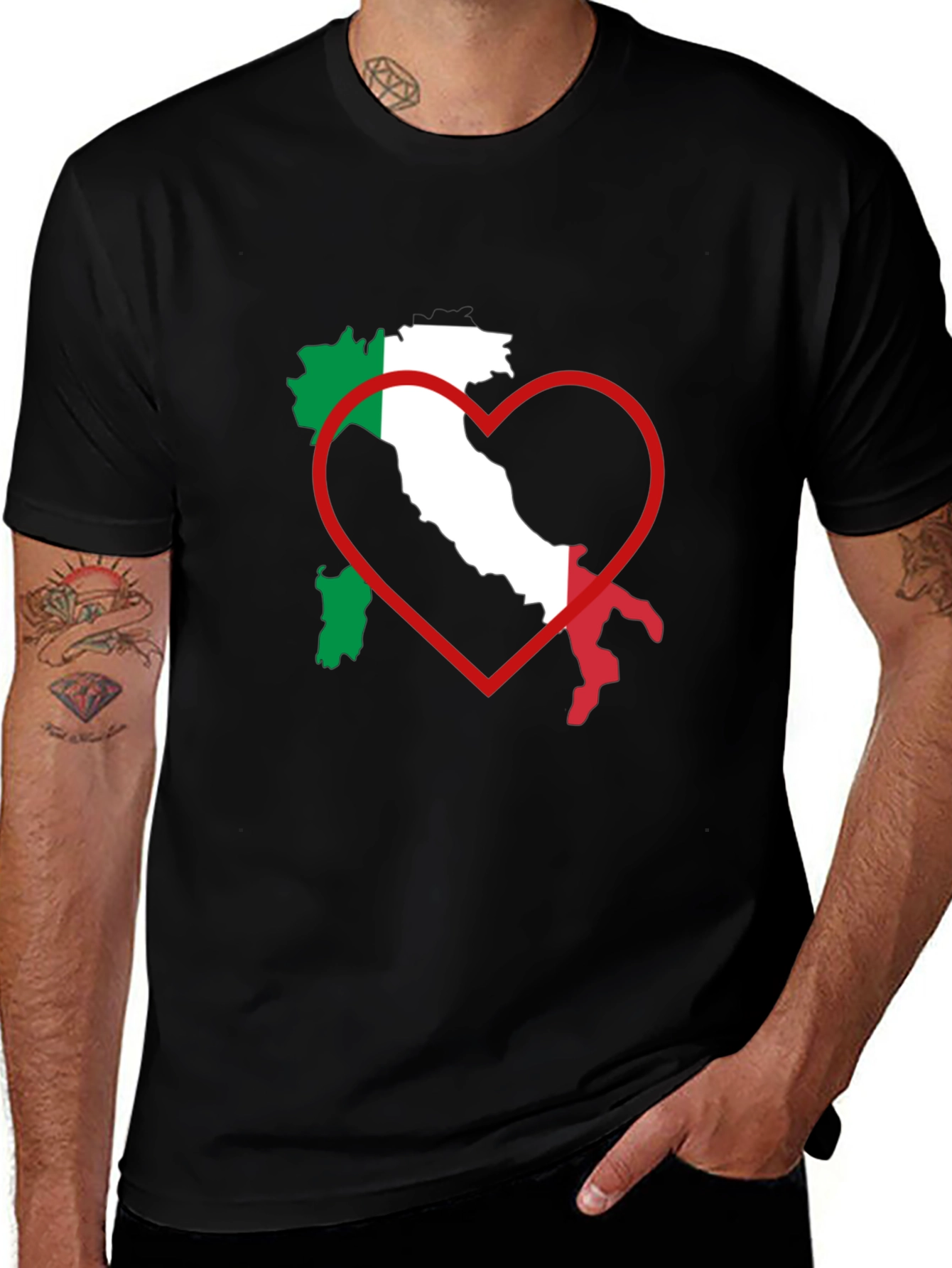 Camiseta Italia Amor Corazón Hombre