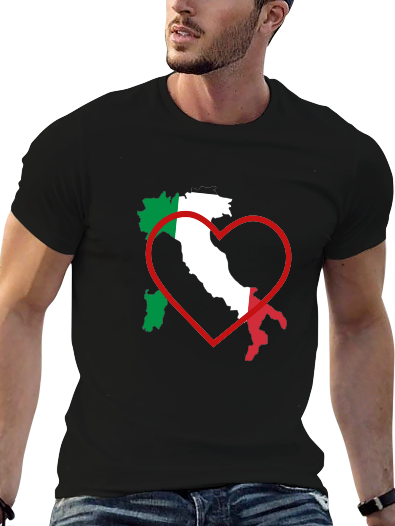 Camiseta Italia Amor Corazón Hombre