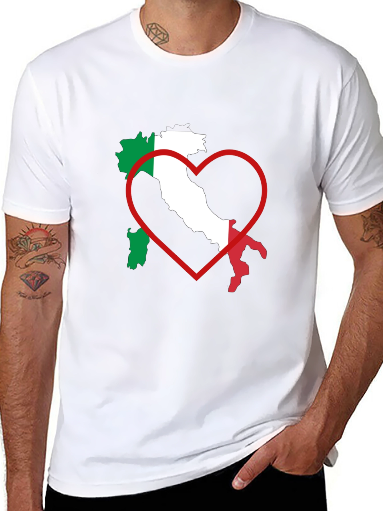 Camiseta Italia Amor Corazón Hombre